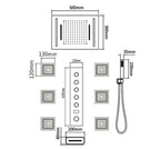 Concealed Shower Set Square LED Rainfall Head With Remote Control For Bathroom