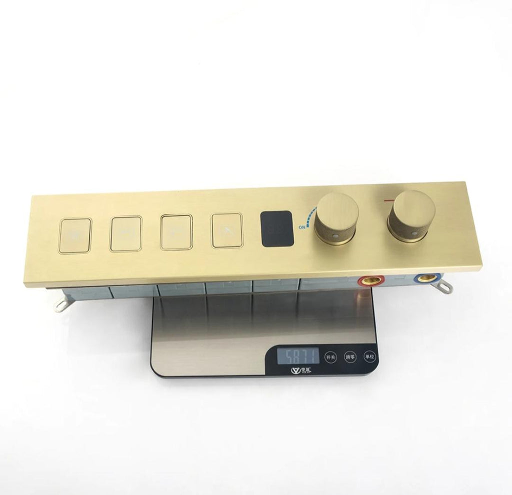 Concealed Rain Shower Set, Button Controlled Thermostatic Rainfall Handheld Anti-scald Kit
