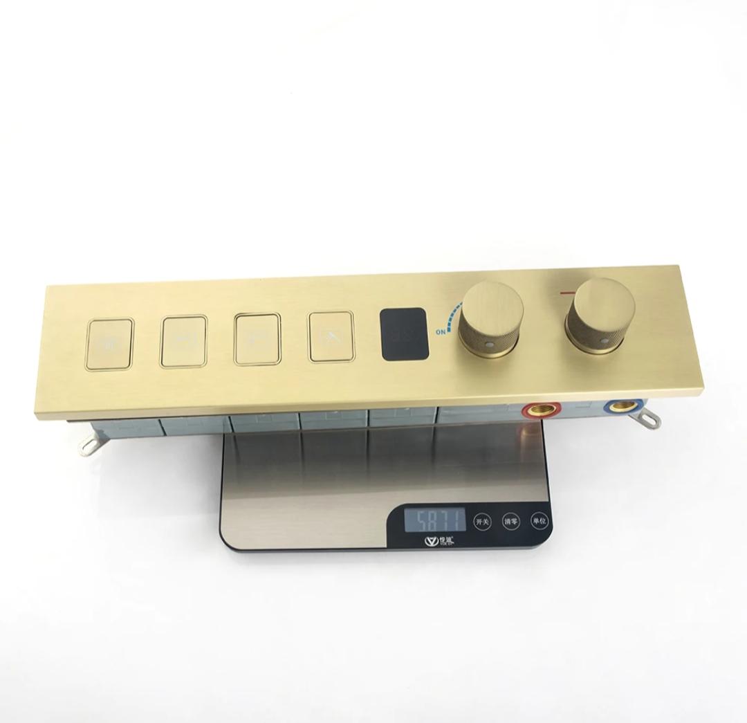 Concealed Rain Shower Set, Button Controlled Thermostatic Rainfall Handheld Anti-scald Kit