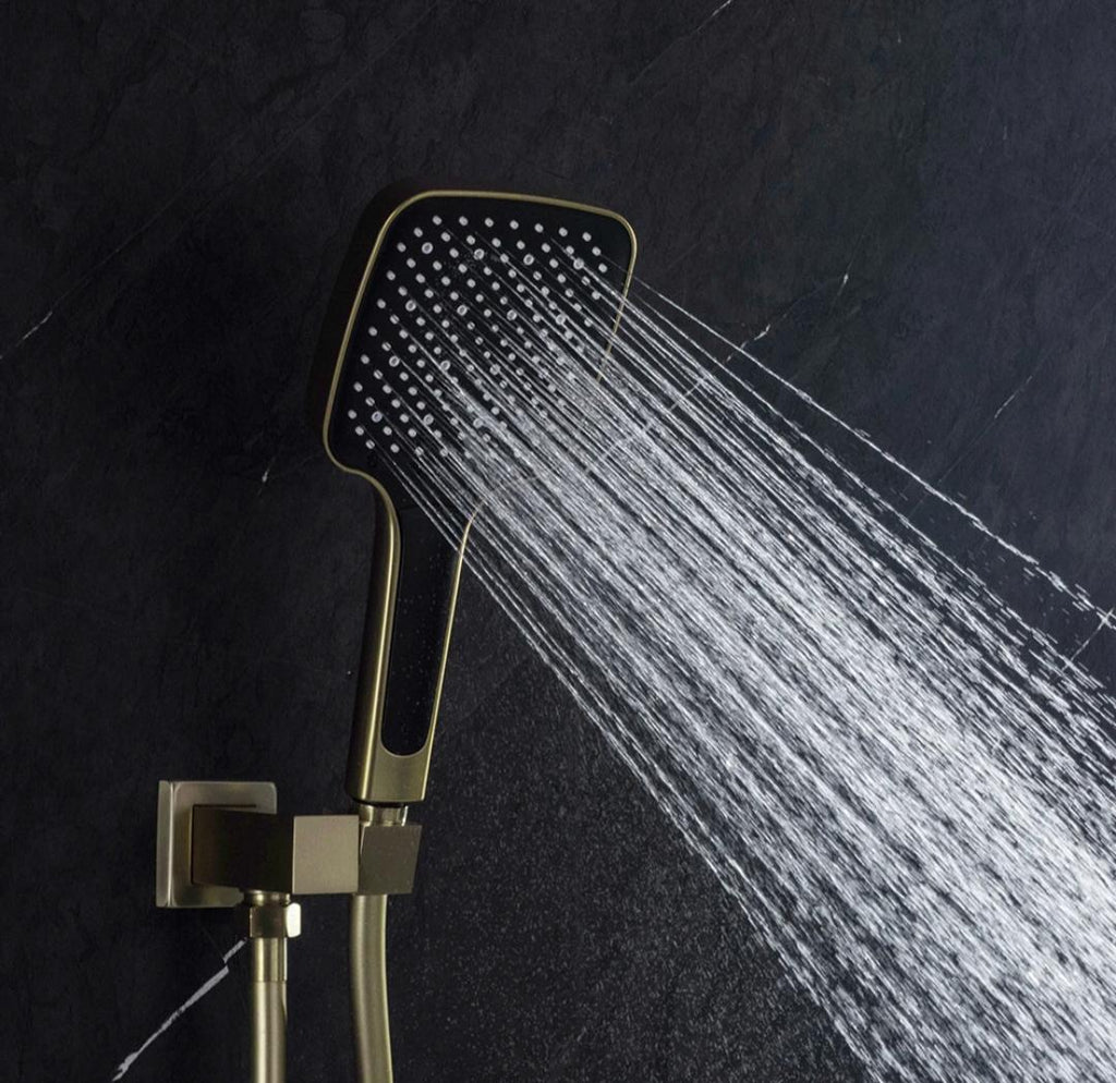 Concealed Rain Shower Set, Button Controlled Thermostatic Rainfall Handheld Anti-scald Kit