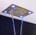 Concealed Rain Shower Set, Button Controlled Thermostatic Rainfall Handheld Anti-scald Kit