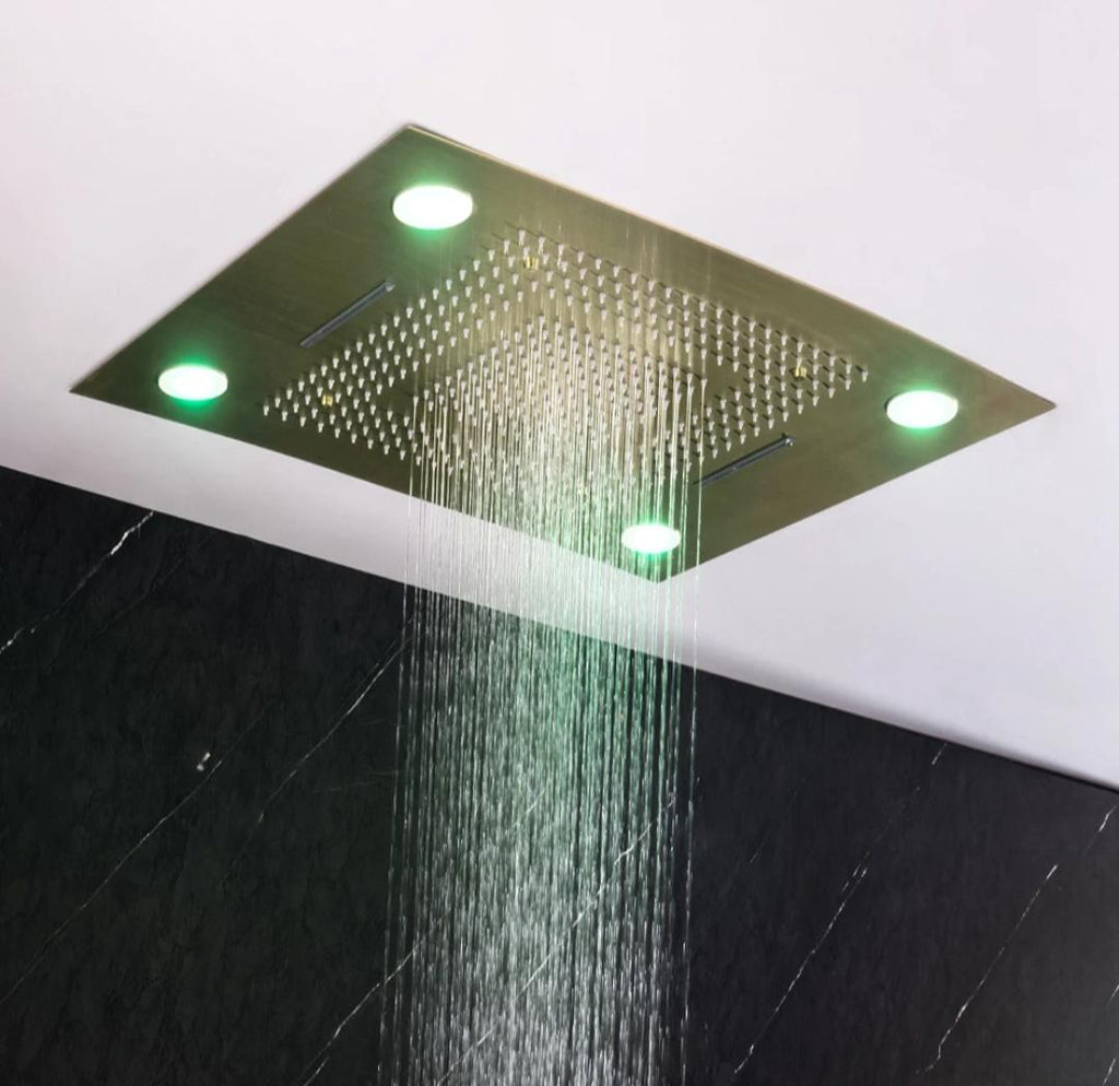 Concealed Rain Shower Set, Button Controlled Thermostatic Rainfall Handheld Anti-scald Kit