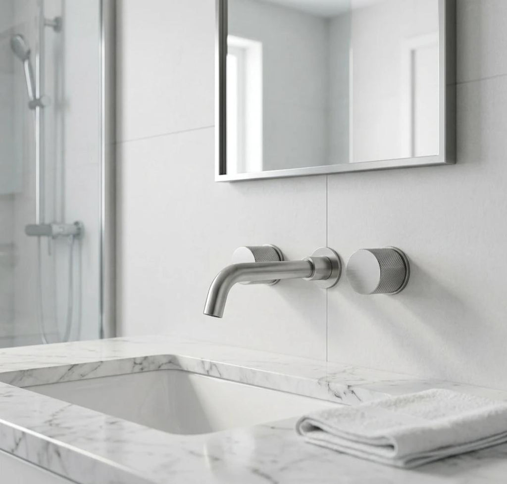 Double Handles Three Holes Concealed Basin Mixer Faucet