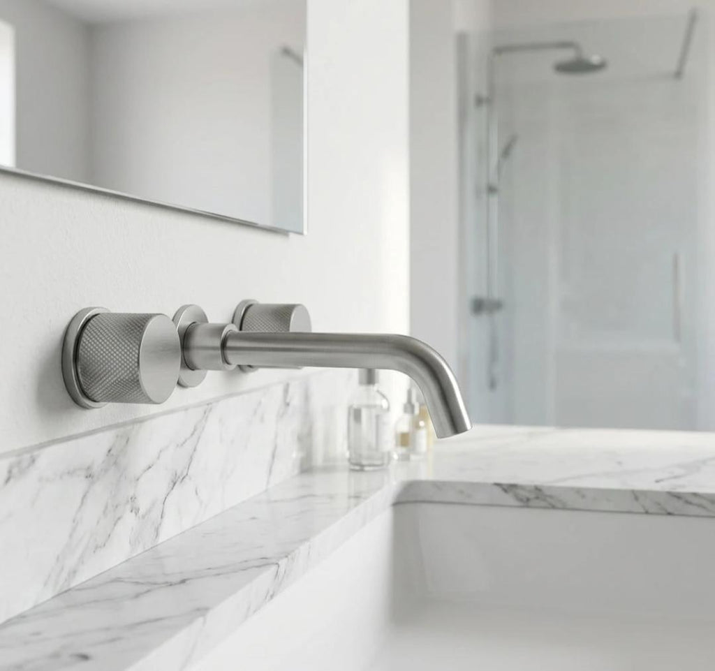 Double Handles Three Holes Concealed Basin Mixer Faucet