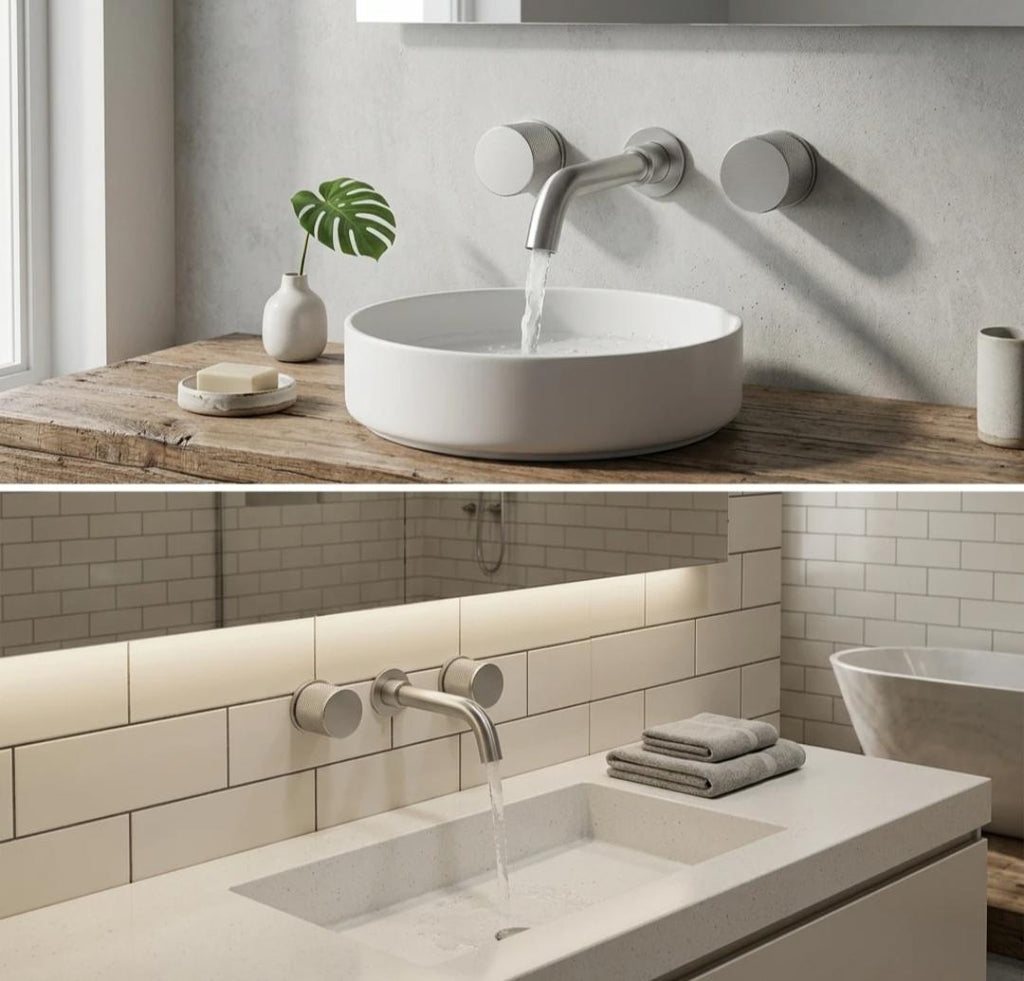 Double Handles Three Holes Concealed Basin Mixer Faucet