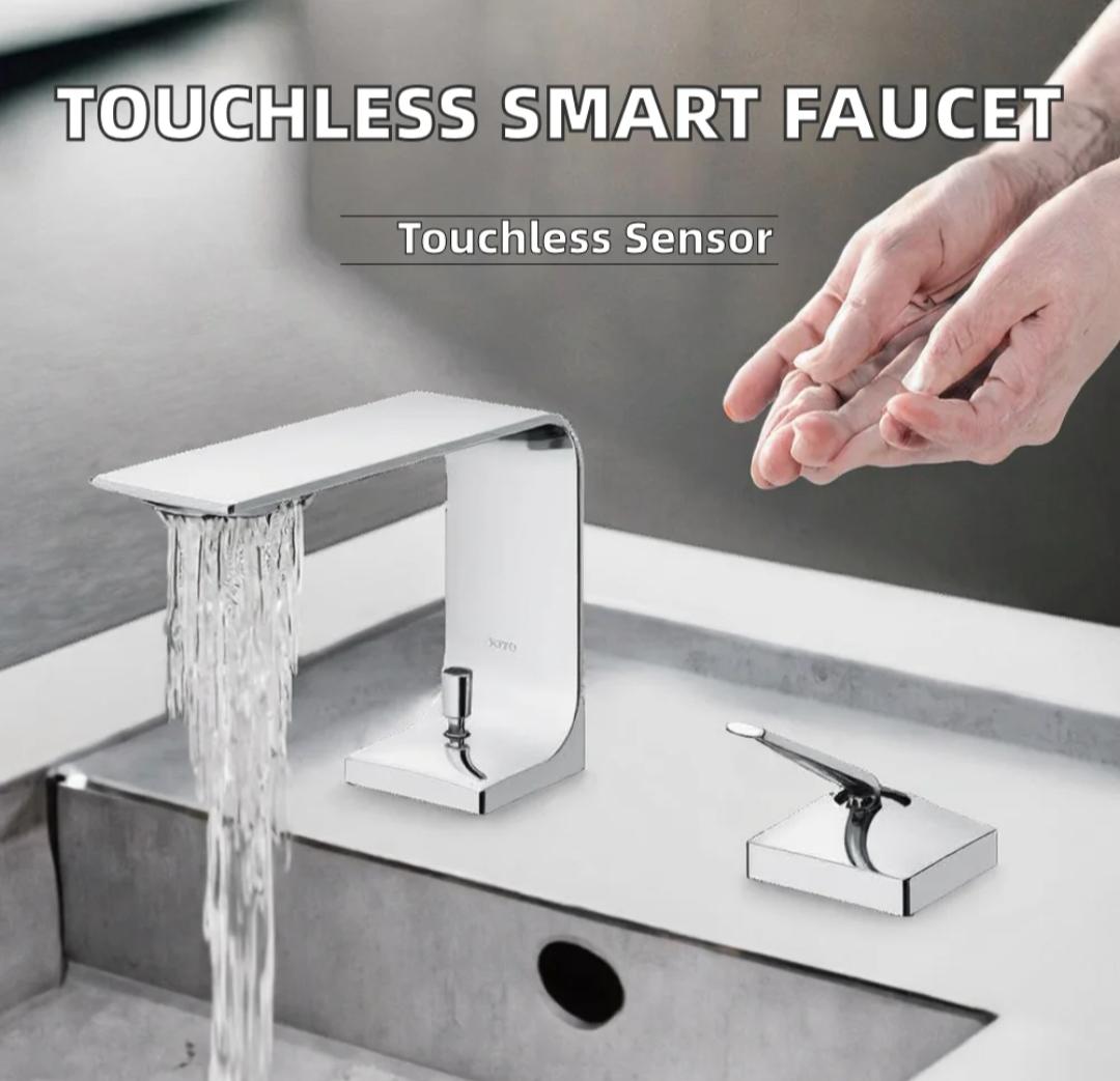 Basin Faucet With LED Digital Display Infrared Automatic Sensor Tap For Liquid Soap Dispenser