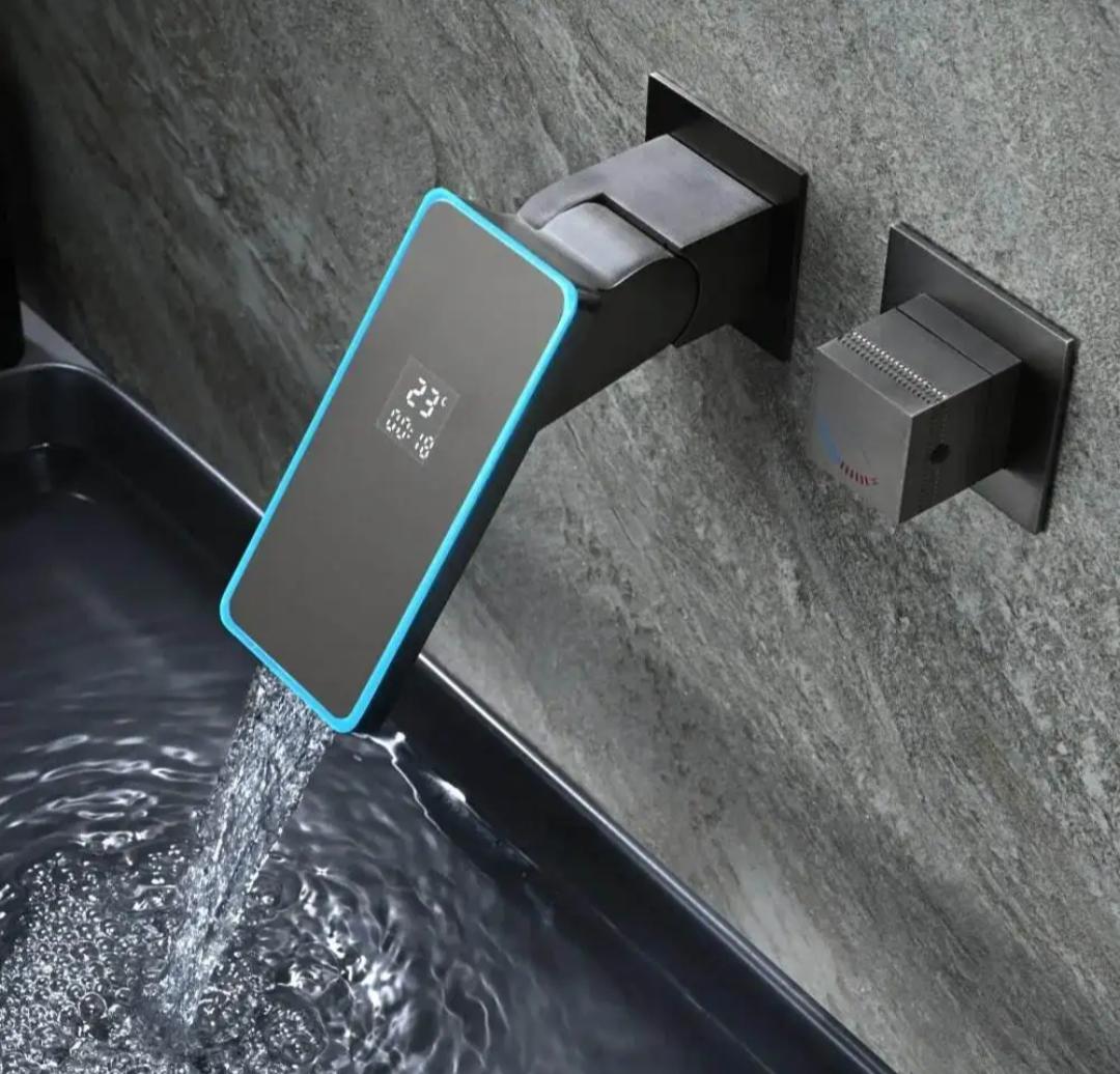 Luxury Mixer Faucet Digital Single Handle Vanity Waterfall Wall Mounted