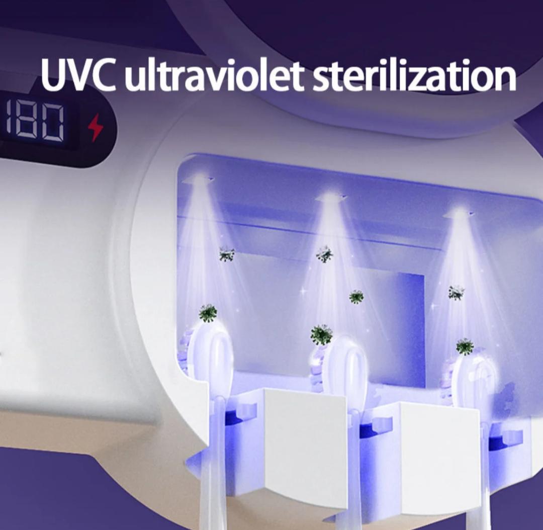 Rechargeable Wall Mounted UV Toothbrush Sanitizer Automatic Sterilization Drying Rack