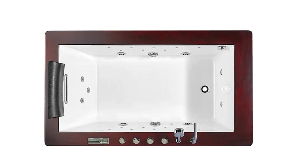 1-person Acrylic Indoor Waterfall Bathtub Wood Surface
