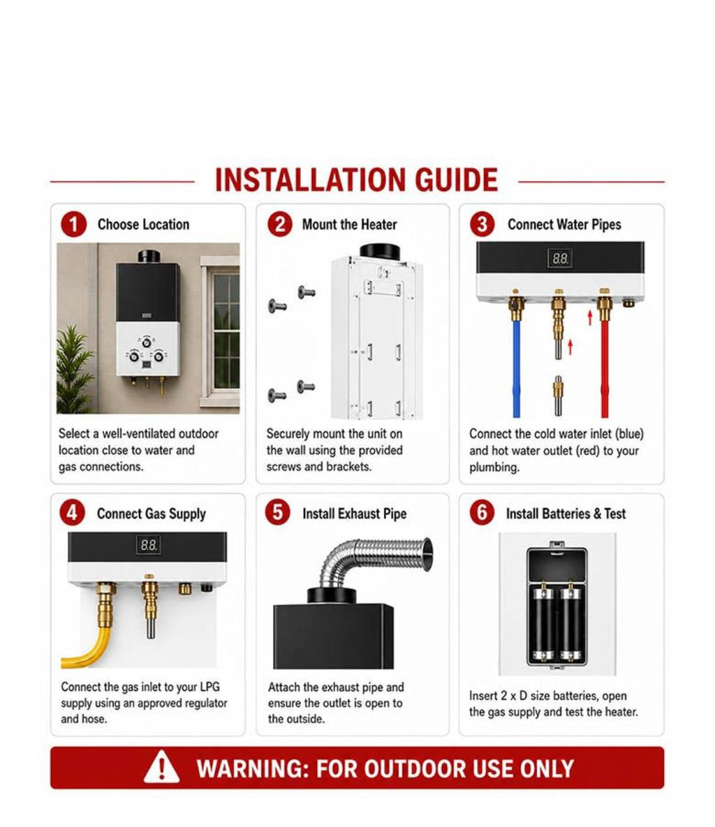 16L LPG Gas Water Heater Instant Geyser