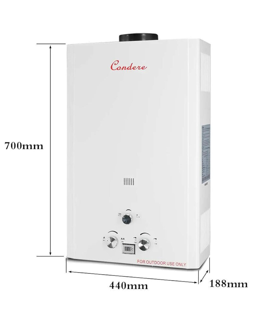 20L LPG Tankless Outdoor Gas Geyser With LED Display