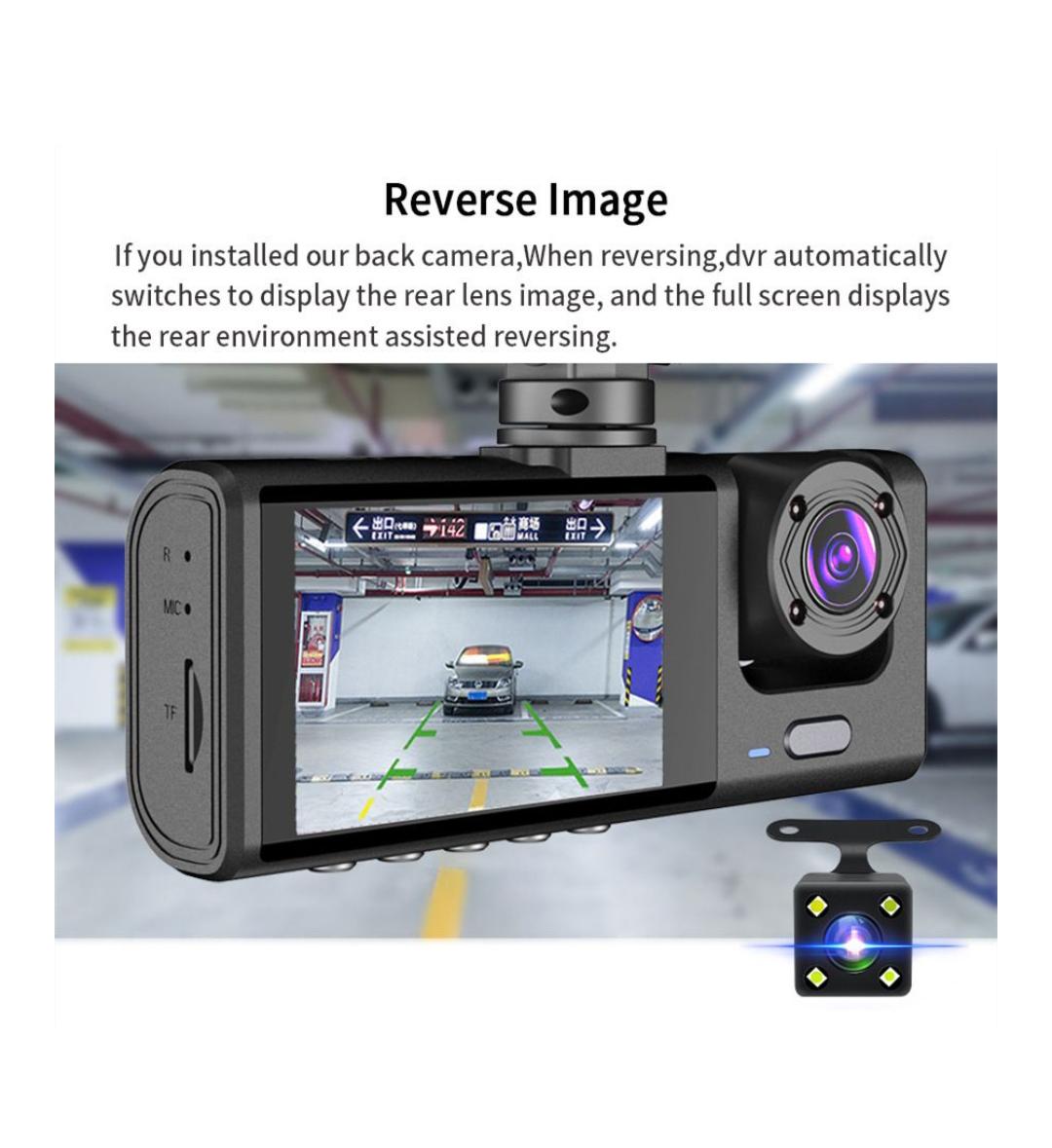 3-Channel Dash Cam With 2'' IPS Screen
