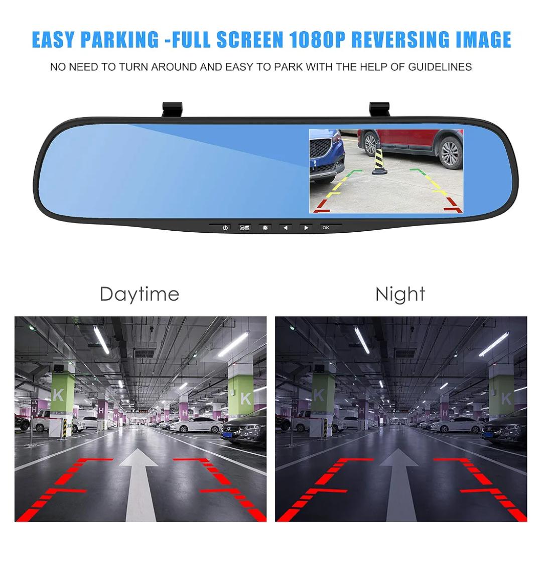 12'' Rear View Mirror Dash Cam 1080P Front & Rear With Night Vision