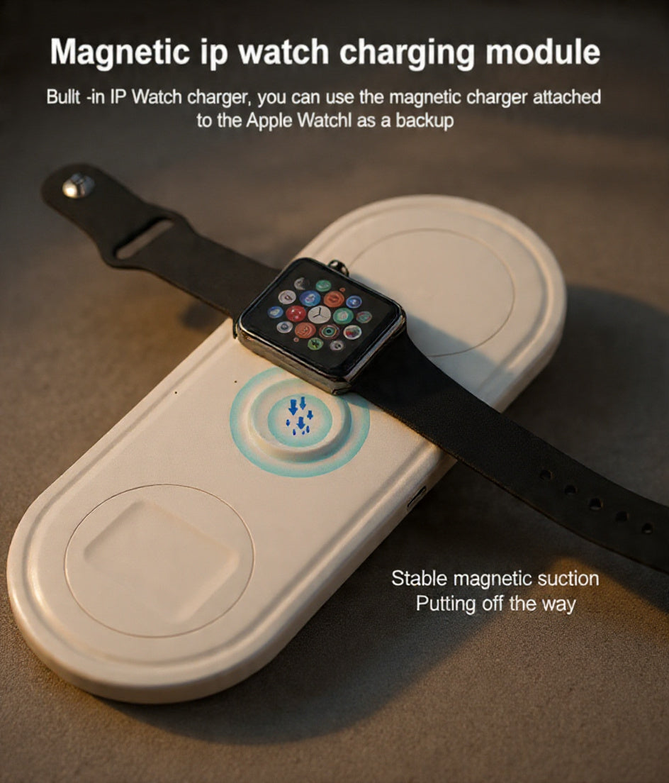 3-in-1 Wireless Charger for iPhone, Apple Watch & AirPods
