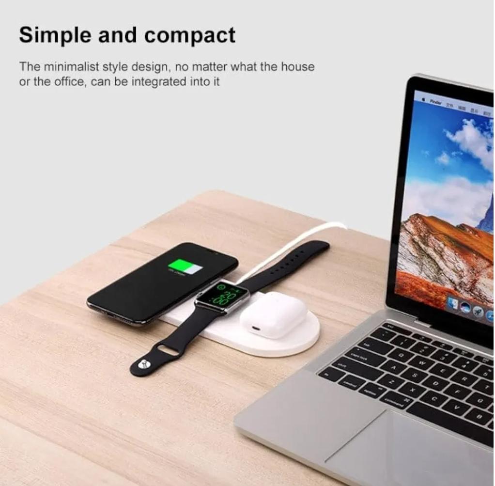 3-in-1 Wireless Charger for iPhone, Apple Watch & AirPods