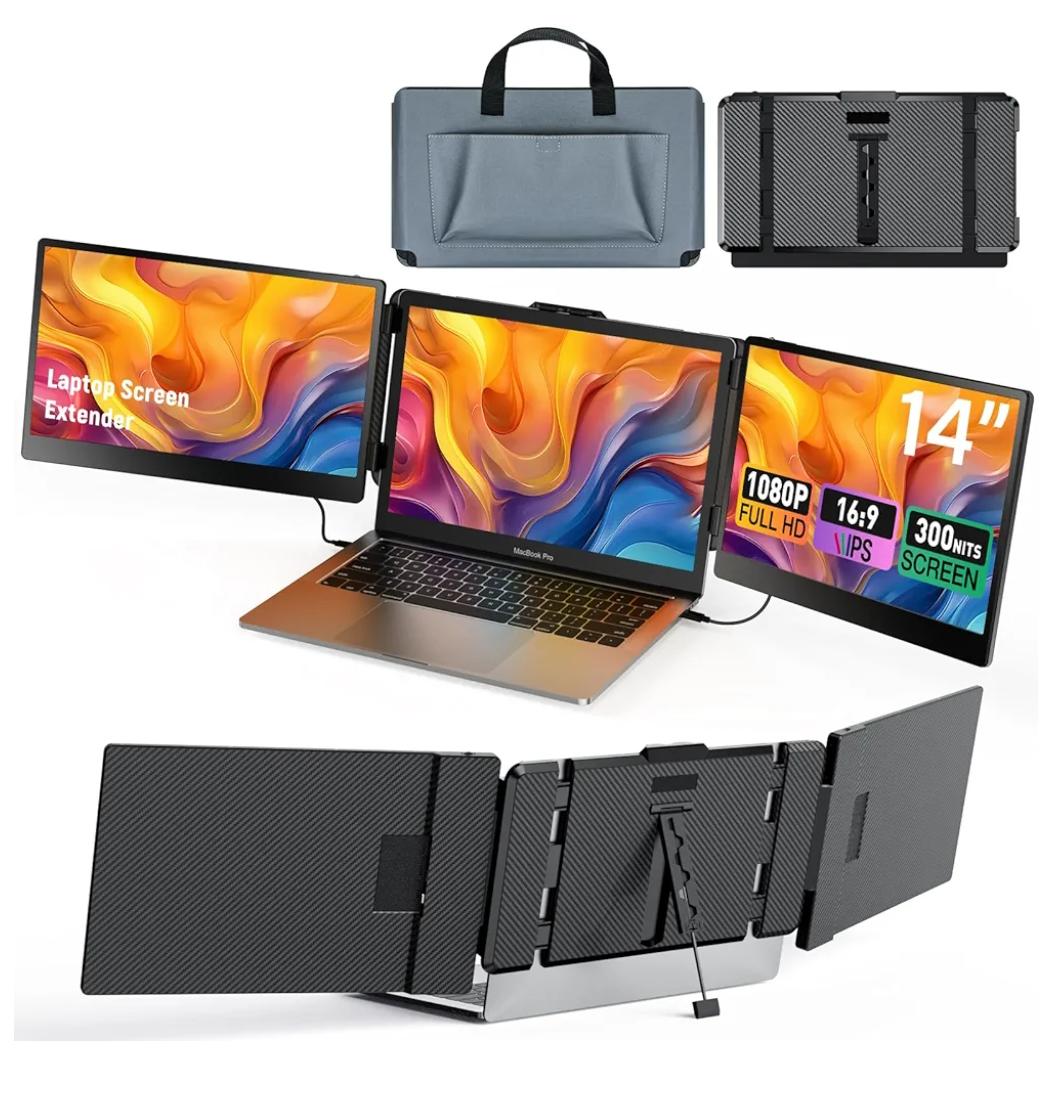 14'' Triple Screen Laptop Monitor Extender — Portable & Foldable