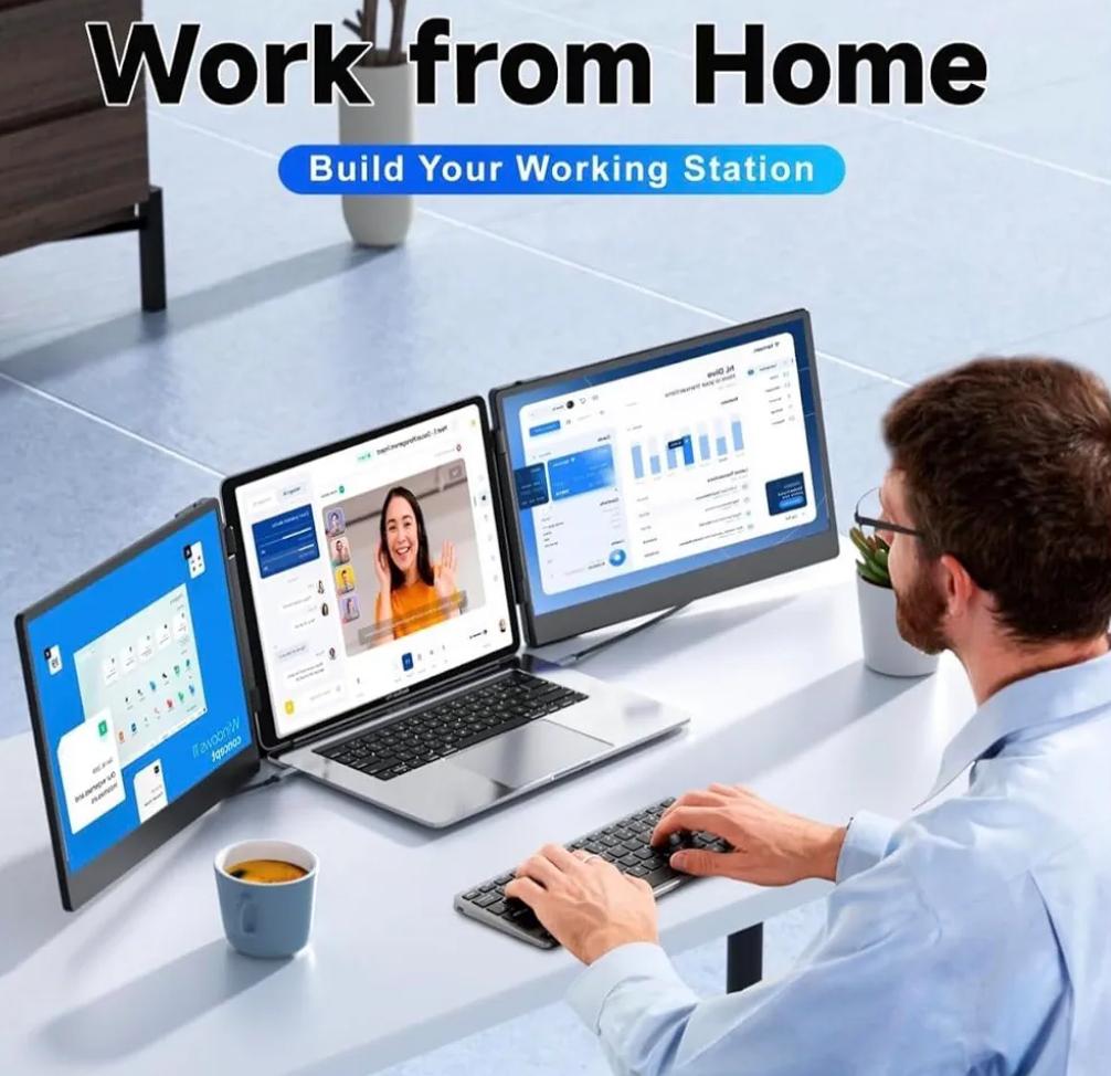 14'' Triple Screen Laptop Monitor Extender — Portable & Foldable