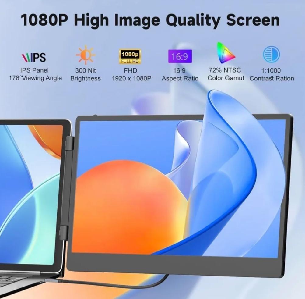 14'' Triple Screen Laptop Monitor Extender — Portable & Foldable