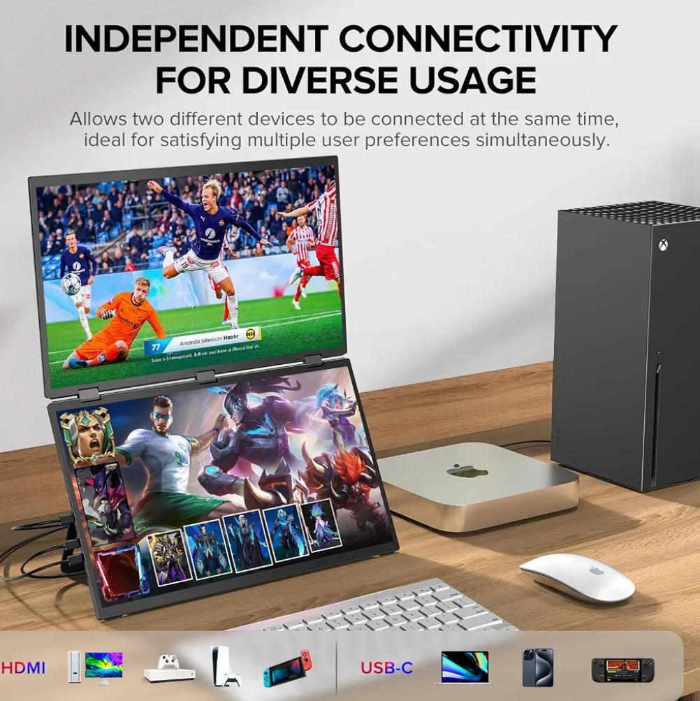 15.6'' FHD 1080P Dual Portable Monitor Second Screen for Laptop