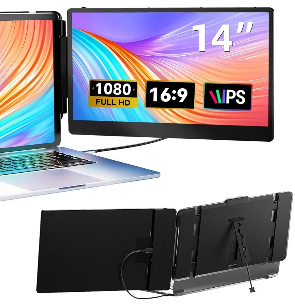 14'' FHD 1080P Portable Laptop Screen Extender (13''–17.3'', Plug & Play)