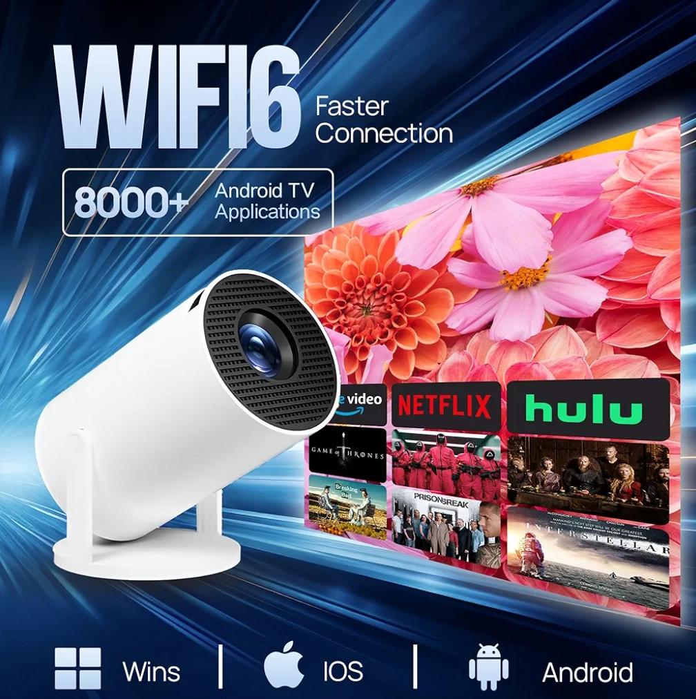 Projector With WiFi 6 & Bluetooth Smart Video Theater 4K HD 1080P