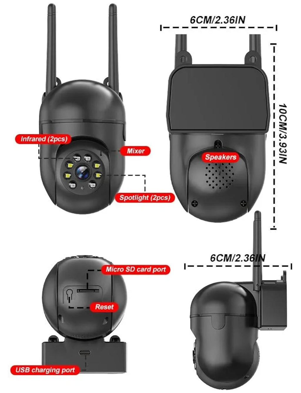Smart Wi-Fi Security Camera With 360 Panoramic View, Auto Tracking, Night Vision, 080p Full HD