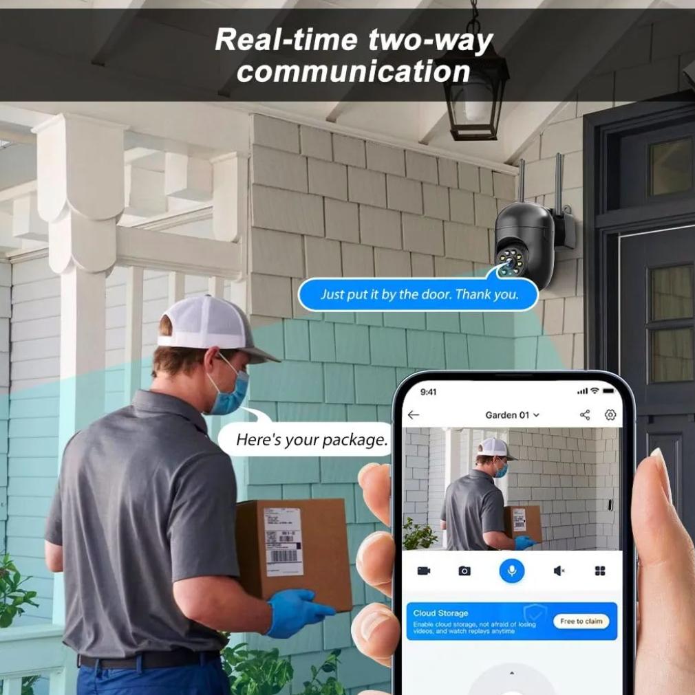 Smart Wi-Fi Security Camera With 360 Panoramic View, Auto Tracking, Night Vision, 080p Full HD