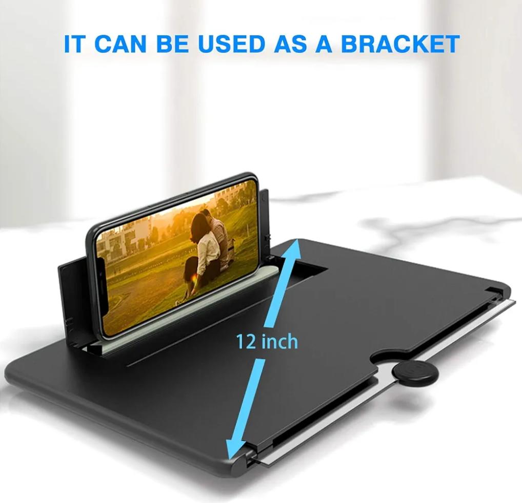 12'' Thin Foldable Phone Screen Magnifier, HD Phone Amplifier With Folding Stand Holder