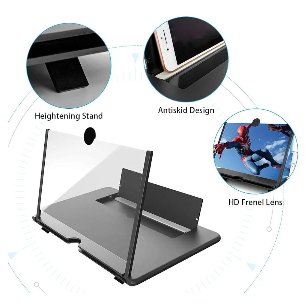 12'' Thin Foldable Phone Screen Magnifier, HD Phone Amplifier With Folding Stand Holder