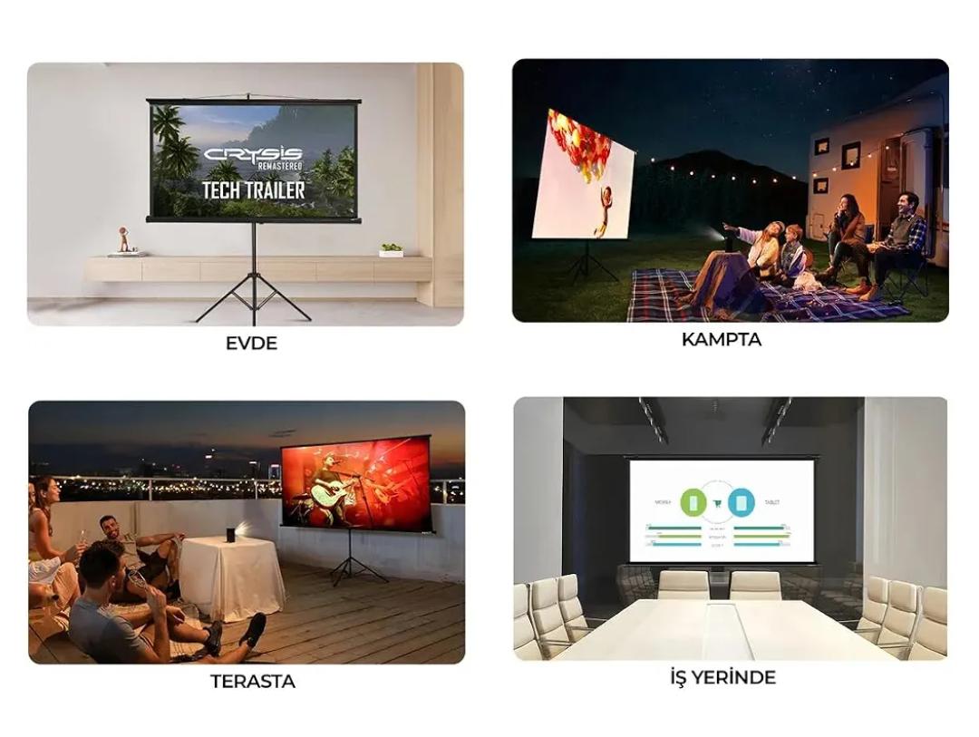 4K HD 100'' Portable Projector Screen With Height Adjustable Stand