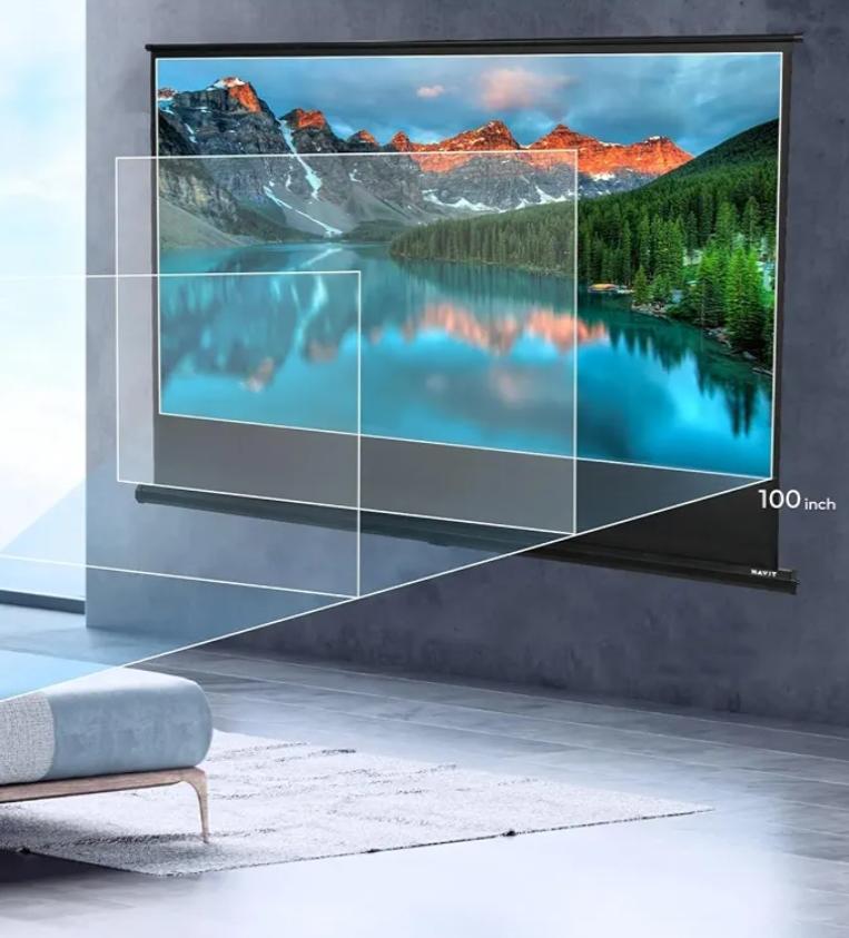 4K HD 100'' Portable Projector Screen With Height Adjustable Stand