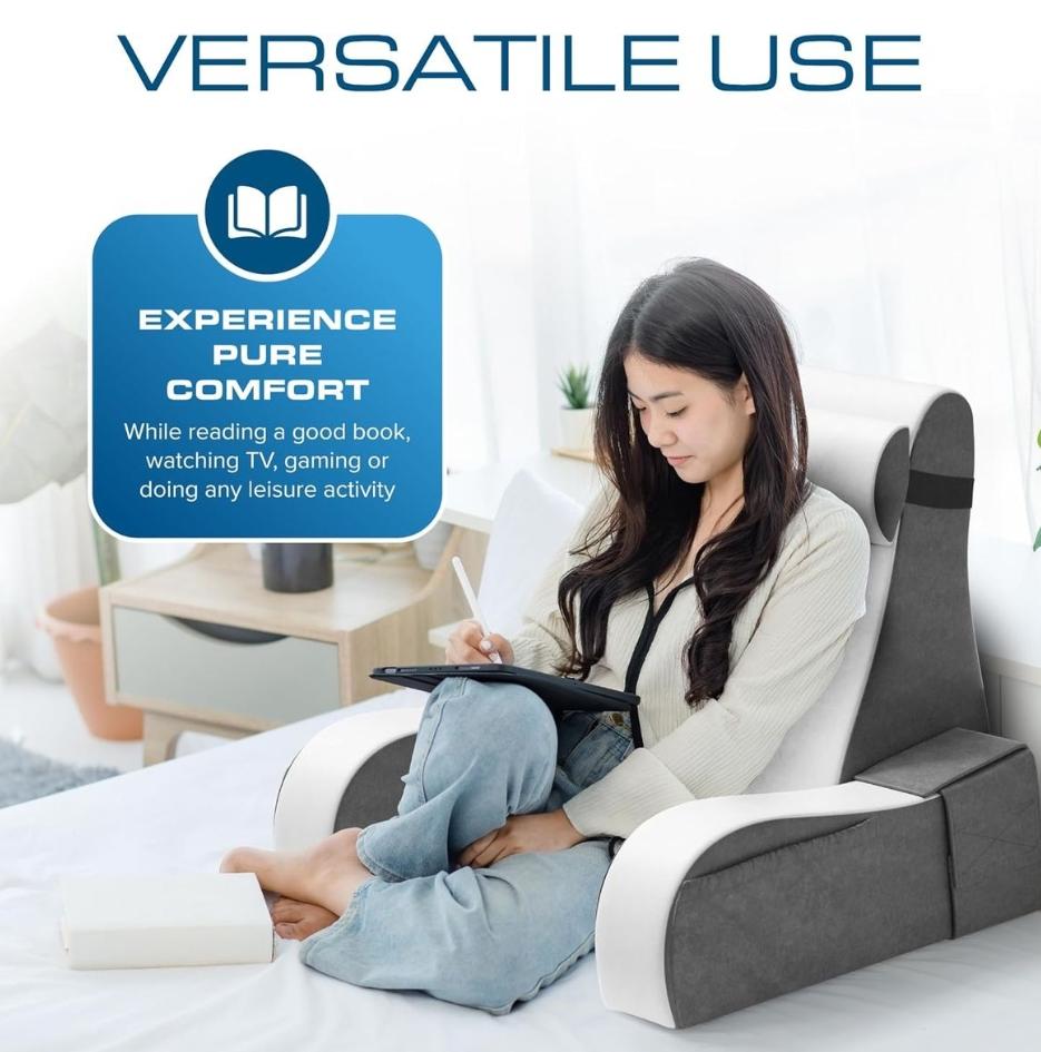 Reading Pillow With Arms Detachable Backrest Pillow For Sitting Up In Bed