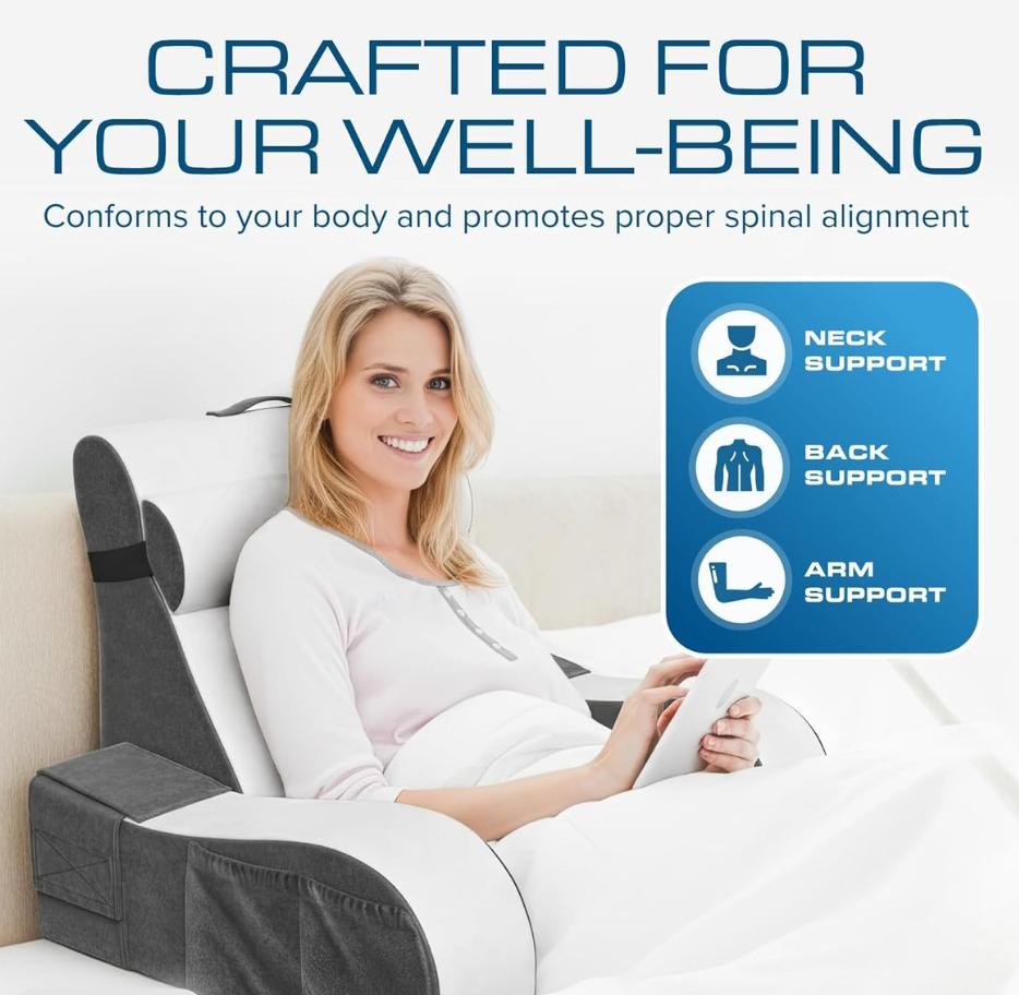 Reading Pillow With Arms Detachable Backrest Pillow For Sitting Up In Bed