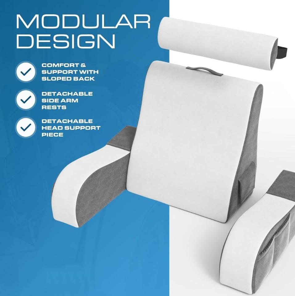 Reading Pillow With Arms Detachable Backrest Pillow For Sitting Up In Bed