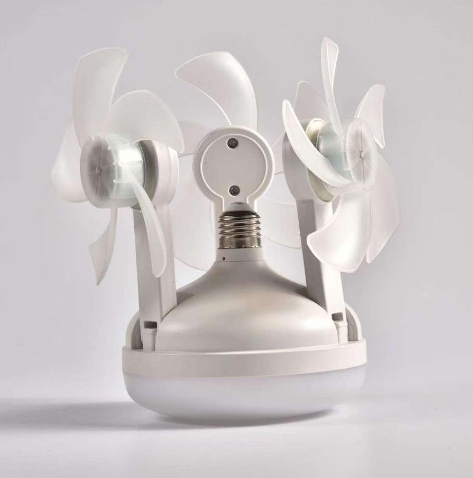 LED Fan Lamp, White Foldable Blade Ceiling Light With E27 Screw Base