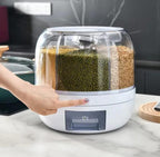 6 Grid Rotating Food Dispenser - 360degree Round Bucket Sealed Grain Container