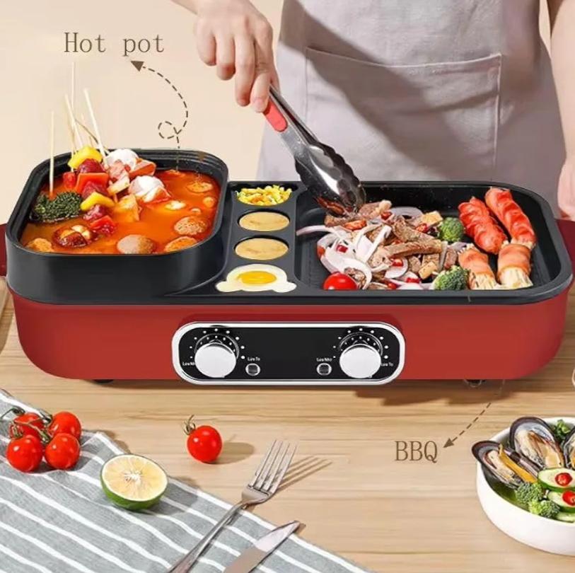 Combined Smart Hot Pot And Grill, Dual Function Electric Cooker