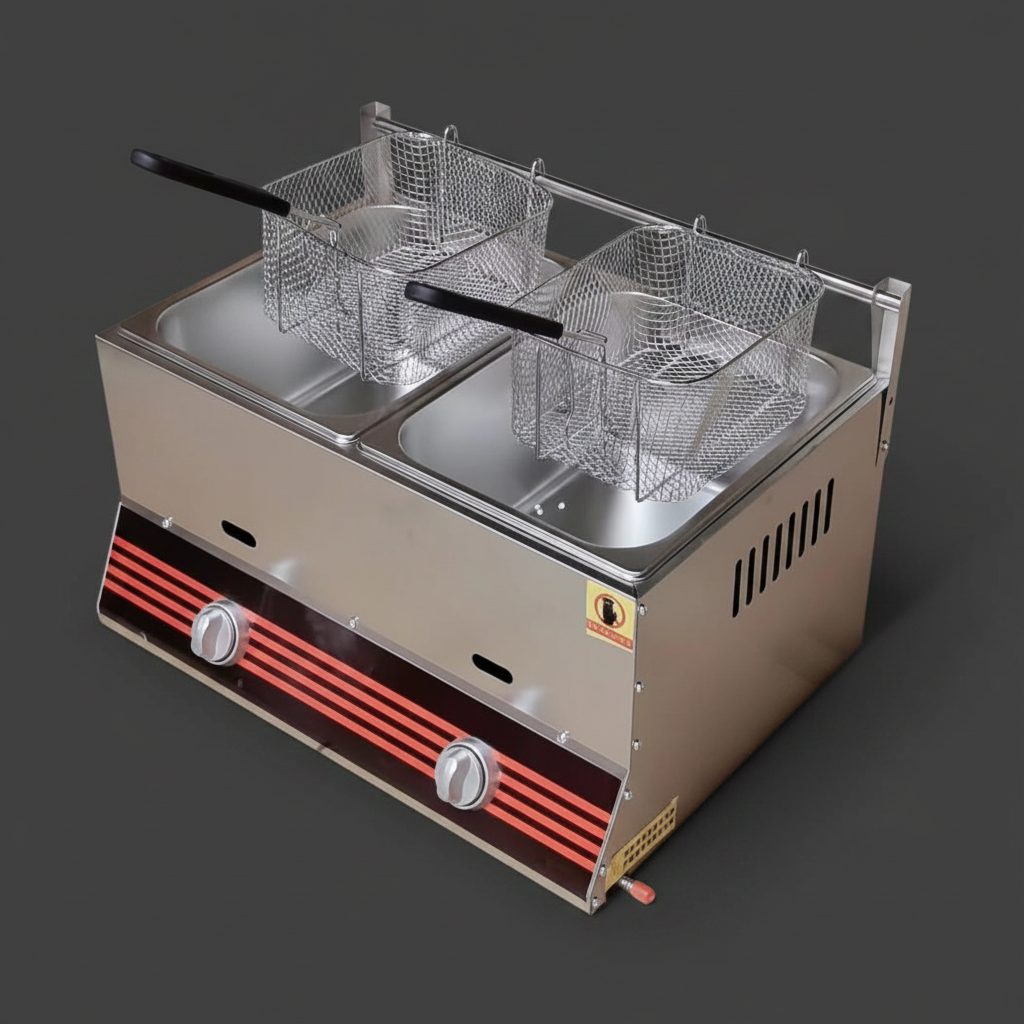 12L Commercial Fryer With 2 Baskets And 2 Cylinders