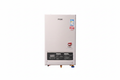 Tankless gas water heater with digital display, white background