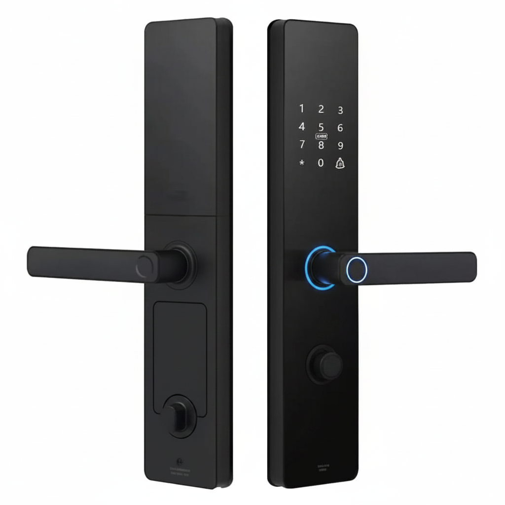 Smart electric door lock front and back product shot