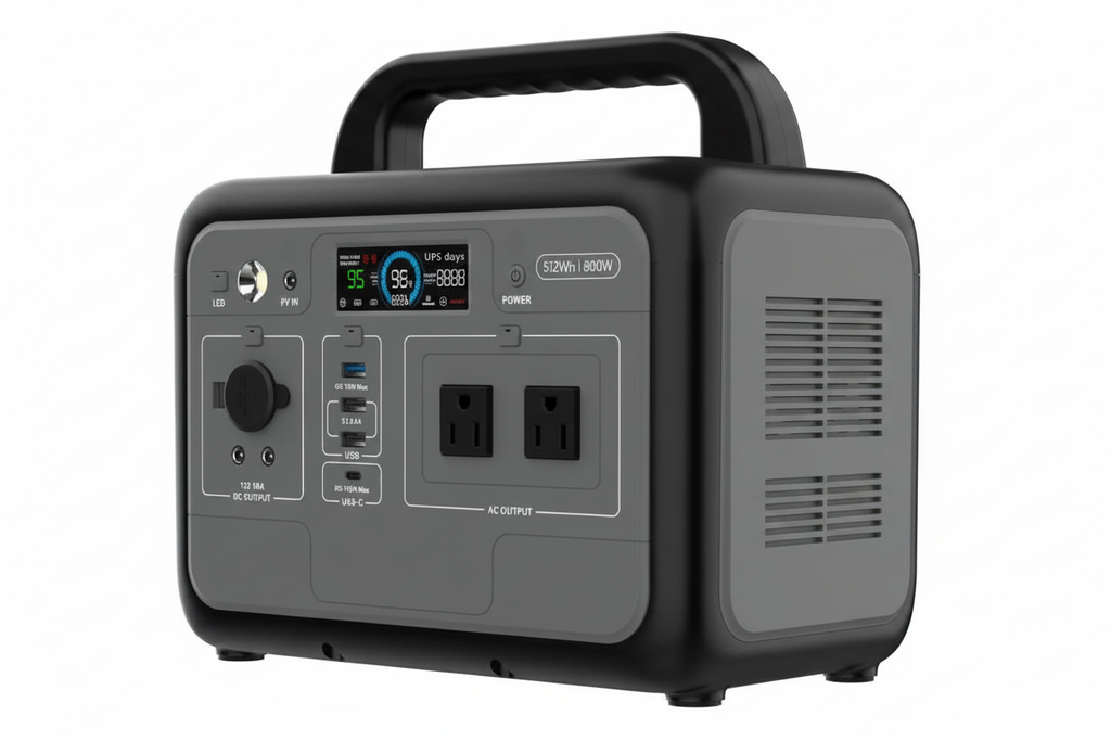 P800 800W portable power station 3/4 angle view, white background, no brand logo