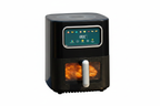 10L digital air fryer transparent window showing food inside, clean white background