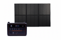 300W 6-panel foldable solar panel with portable power station, white background, no brand logo