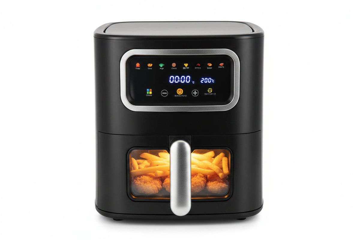 10L digital air fryer side angle, clean white background