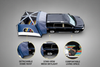 CAMPAX SUV tailgate tent aerial view showing detachable dome roof, star-view mesh skylight and comfortable living space