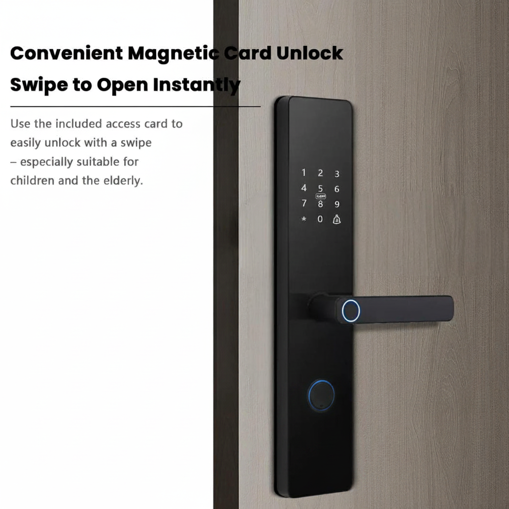 Smart electric door lock magnetic card unlock lifestyle on door