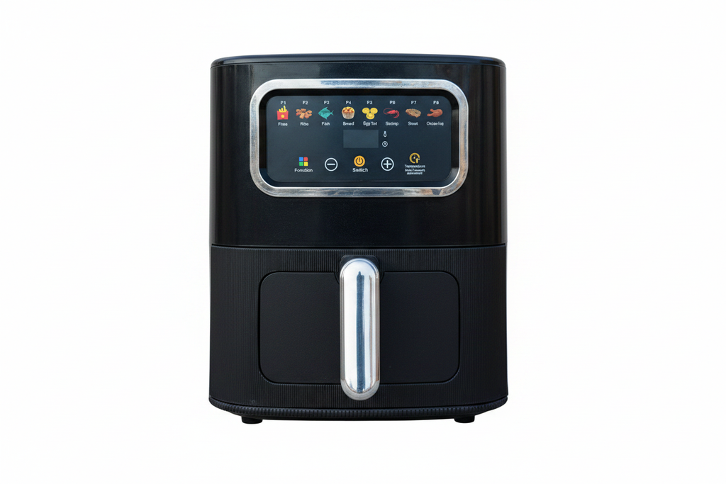 10L digital air fryer front panel view, clean white background