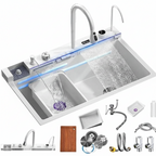 Digital Display Waterfall Deep Kitchen Sink